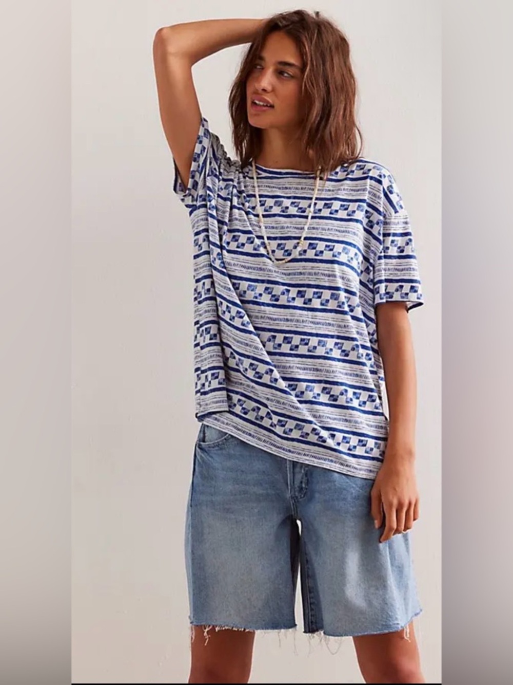 Striped Blue & White Short Sleeve Tee